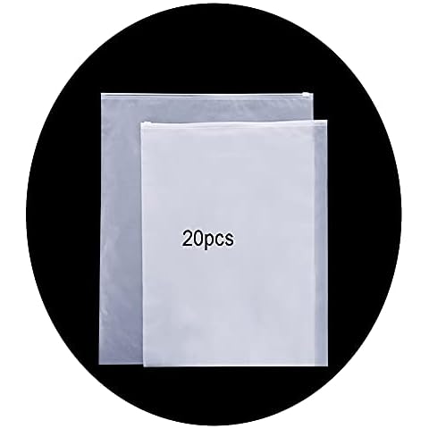 BIKHYY 20PCS Travel Storage Bags for Clothes Frosted Resealable Plastic Bag Zip-lock Seal Clothes Bags Travel Space Saver Storage Bags for Garment School Trip Waterproof Luggage (2 Sizes Mixed) Cover