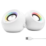 X9 Performance White Computer Speakers with RGB Lighting, Bluetooth, USB, and AUX - Triple Mode Connection, Dual 2.25" Drivers for Work and Play, Bluetooth Desktop Speakers for PC - White
