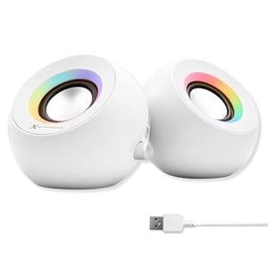 X9 Performance White Computer Speakers with RGB Lighting, Bluetooth, USB, and AUX – Triple Mode Connection, Dual 2.25″ Drivers for Work and Play, Bluetooth Desktop Speakers for PC – White
