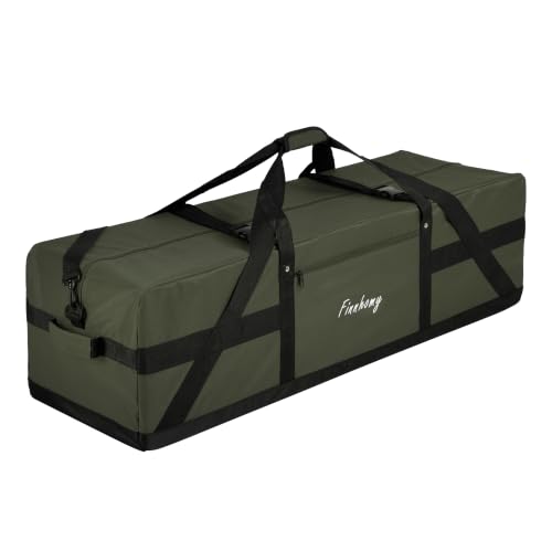 Finnhomy 110L Extra Large Heavy Duty Duffle Bag, 45 Inch Foldable Waterproof Travel Duffel with Upgrade Lockable Zipper, Multiple Pockets, Compression Straps for Camping, Moving, Sports Gear Storage
