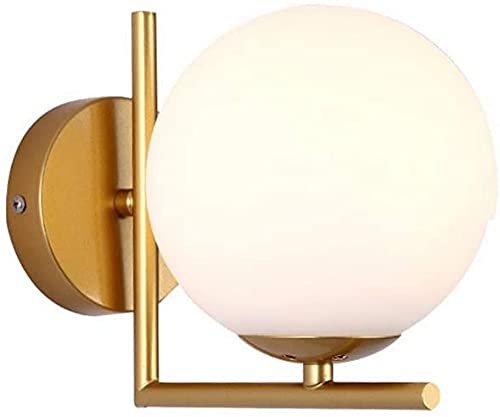 Image of WOKE Modern Wall Lamp with Ball Glass Shade, E27 Golden Finish Wall Lights Fixture Wall Mount Lamp for Bedroom Living Room Corridor Art Decor (Without Bulb) 78952