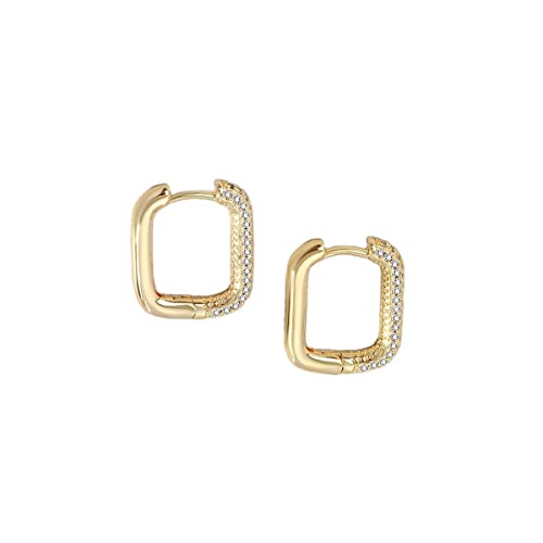 Gold U Shape Huggie Hoop Earrings For Women Girl Oval Huggie Hoop Gold Plated Rectangle Geometric Cubic Zirconia Small Earrings Minimalist Gifts Jewelry-20Mm #TOP15