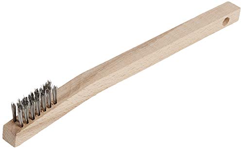 Forney 70506 Wire Scratch Brush, Stainless Steel with Wood Handle, 7-3/4-Inch-by-.006-Inch