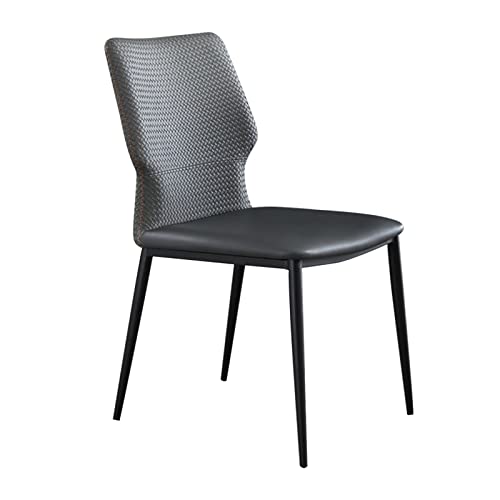SJIALEN Modern Dining Chair, Leather Household Chairs Kitchen Bedroom Vanity Makeup Chair Hotel Office Upholstered Side Chair Kitchen Chair (Color : Light Gray, Size : 48x52x85cm)