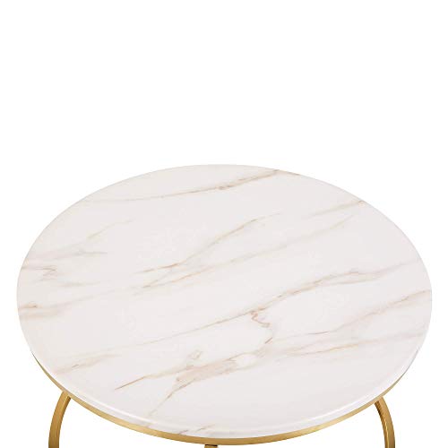 Table basse ronde marbre beige 70 cm doré Beliani
