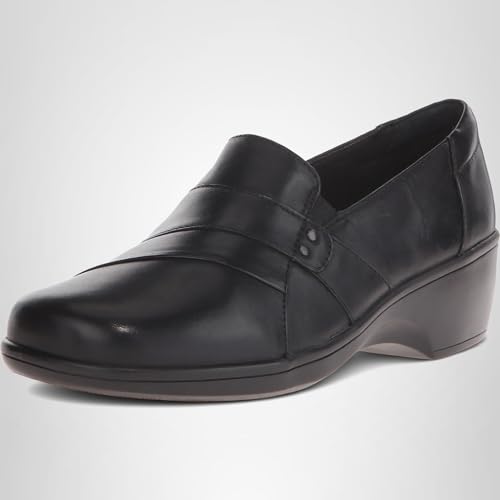 Clarks Clarks Women's May Marigold Slip-On Loafer, Black Leather, 6 M US