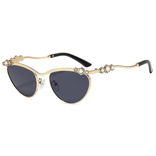 willochra Retro Cat Eye Rhinestone Sunglasses For Women Fashion Ladies Diamond Shades UV400 Female bling Sun Glasses (C1)