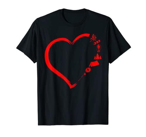 Camping Heart Love Happy Camper RV Campfire Hiking Camp T-Shirt