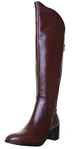 Image of JUSTINREESS Danielle Women's Leather Mid Block Heel Riding Boot with Dual Zip (Wisky, 3 UK)