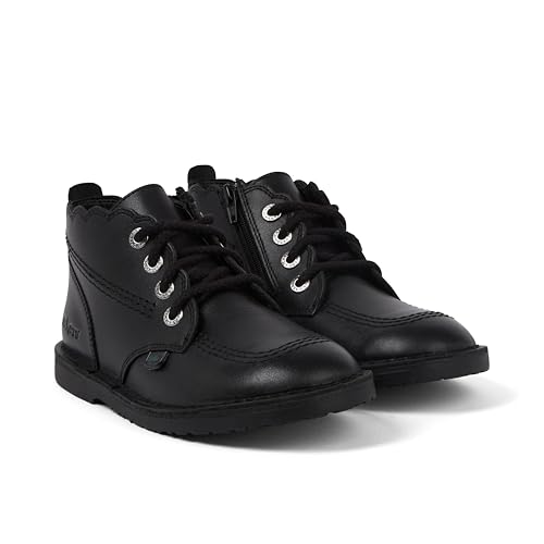 Kickers Fille Adlar Hi Scallop bottine cuir抗磨损儿童短靴拉链好穿脱 - 4