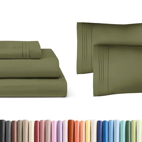 CGK Linens Sage Green 3-Piece Sheet Set & Pillowcase Bedding Bundle (Twin XL Size) - Complete Twin XL Sheet Set & 2 Pillowcases w/ Deep Pockets up to 16 inches - Hotel Luxury Quality - Soft, Breathable