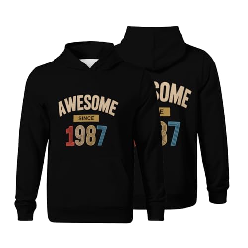 Kids Awesome Since 1987 Birthdy Gifts Boys Girls Lightweight Kangaroo Pocket Fleece Hoodies