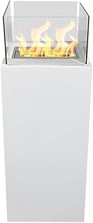 Divina Fire Ischia - Chimenea de bioetanol de suelo para interior y exterior, color blanco, 40 x 40 x 115 cm