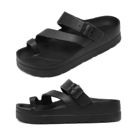 Haifago Sandálias Femininas Plataforma Pretas Com Suporte De Arco, Chinelos Eva Tiras Argola Clipe Nos Dedos