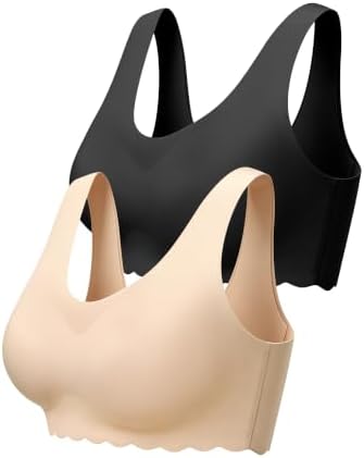 Nahtloser Pullover BH Damen ohne Bügel Bequem Schlaf-BH mit Breiten Trägern | Atmungsaktiv Lounge Bra mit Voller Abdeckung, Bügelfrei, Verschlusslos, Druckfreiheit, leicht