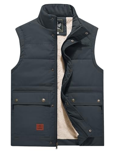 Flygo men's winter padded vest with fleece lining