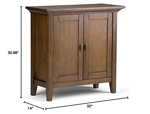 Simplihome Redmond Solid Wood 32 Inch Wide Transitional Low Storage Cabinet In Rustic Natural Aged Brown For The Living Room, Entryway And Family Room #TOP7