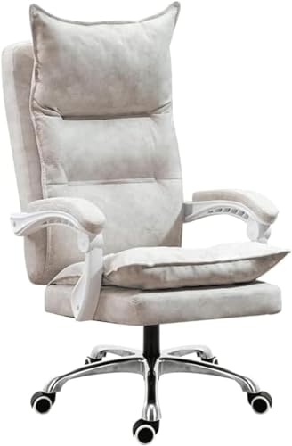 FHSLKXIM Silla De Oficina Ejecutiva Sin Reposapiés Silla Ejecutiva Ergonómica, Silla De Escritorio De Computadora De Microfibra con Respaldo Alto Asiento Grande Y Función De Incli