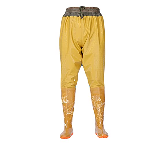 ウェーダー PVCウェーダー ウエスト 胴付き長靴 釣り用スーツ ウエーダーブーツ 防水 厚手 サイズ選択可 イエロー 釣り フィッシング ウエスト ウェーダー 水場 防水 24.0cm 長靴 フィッシングウェーダー 漁業 アウトドア 大きいサイズ