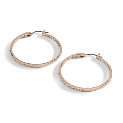 Swarovski Pendientes de aro Sommerset, Blancos, Baño tono oro rosa