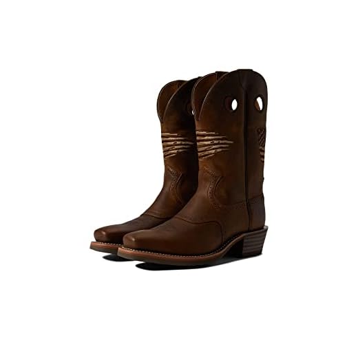 Ariat Mens Roughstock Patriot Western Boot Distressed Brown 10