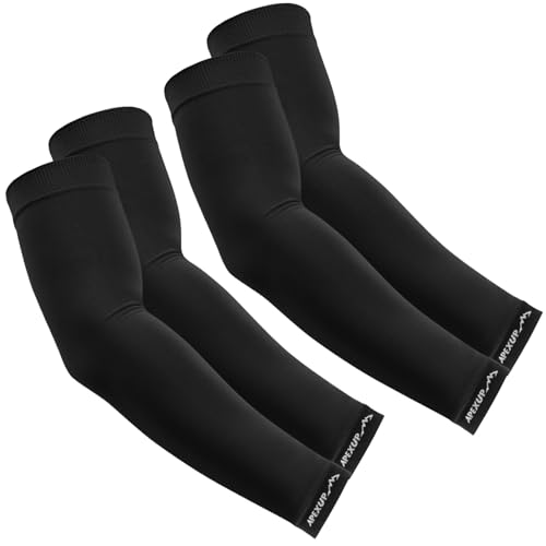 APEXUP Cooling Arm Sleeves for Men Women, UV Sun Protection UPF 50, Volleyball Arm Sleeves Compression Sleeves for Outdoor 2 Black