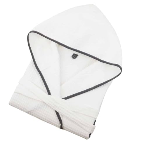 Linandelle – Albornoz infantil mixto de algodón nido de abeja JADOU – Blanco – 9 años