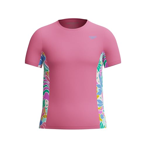 Image of Speedo Girls' Uv Swim Shirt Short Sleeve Printed Rashguard