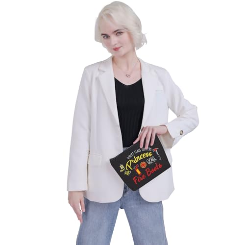 VAMSII Women Firefighter Makeup Bags Firefighter Gear Toiletry Travel Bag This Princess Wears Fire Boots (Fire Boots)3