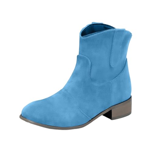 Bottines western confortables en daim grand confort d'hiver avec bout rond en 44