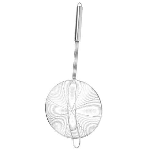 CONGARTENO Stainless Steel Colander Spoon with Ergonomic Handle Wire Mesh Skimmer for Hot Pot Frying Pasta Noodles Easy to Clean Heat Resistant Food Serving Utensil