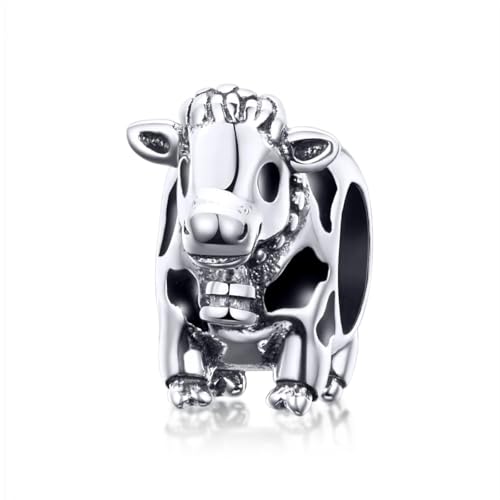 Plata de ley 925 auténtica en este refinado abalorio de vaca para pulsera Pandora