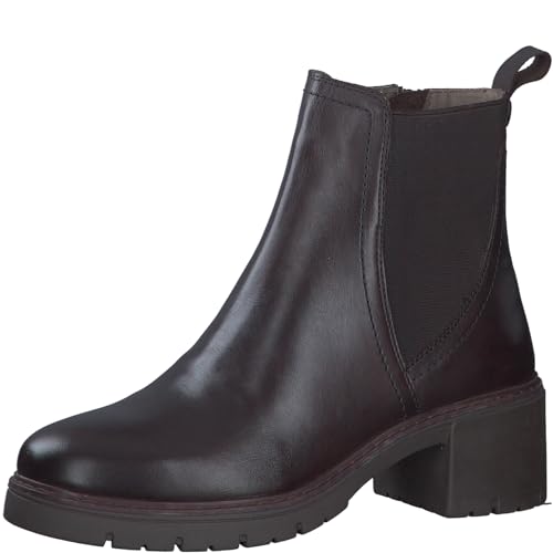 MARCO TOZZI Damen Chelsea Boots aus Leder mit Blockabsatz, Braun (Mocca), 40 EU