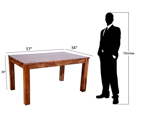 Image of SHRI MINTU'S ART Solid Sheesham Wood Dining Table 6 Seater | Six Seater Dinning Table with 6 Chairs for Home | Dining Room Sets for Kitchen & Restaurants | Rosewood, Brown Teak Finish