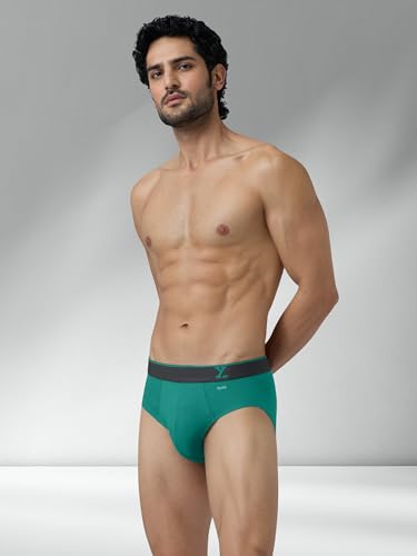 Image of XYXX Men's Traq Super Combed Cotton Regular Fit Solid Antibacterial Briefs with No Marks Waistband (Pack of 2)