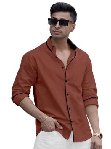 Image of Shirt for Men Casual Shirt,Solid Cotton,Plain Full Sleeve, Regular Fit,Everyday Fashion Wear