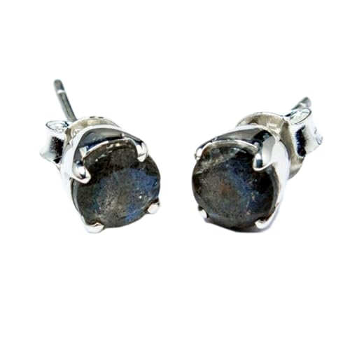 Boucles d'oreilles labradorite rare 6mm et argent 925 facetté