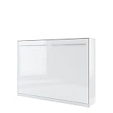 Schrankbett Concept Pro II Horizontal, Wandklappbett inkl. Lattenrost, Bettschrank, Wandbett, Schrank mit integriertem Klappbett, Funktionsbett, Farbauswahl, (140x200 cm, Weiß / Weiß Hochglanz)
