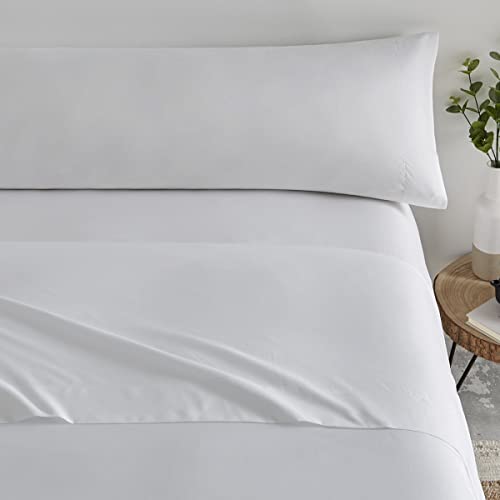 Donegal Collections - Juego de Sabanas Completo de Ropa de Cama de 90 - Bajera 90x190 - Largos 190/200cm - Tacto Extrasuave - Color Blanco Óptico - Fabricado en España.