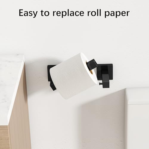 FEILERN Toilet Paper Holder Matte Black Wall Mounted Post Pivoting Square Tissue Holders Roll Holder Hangers for Bathroom Commercial Toilet Paper Dispenser - Thumbnail 5