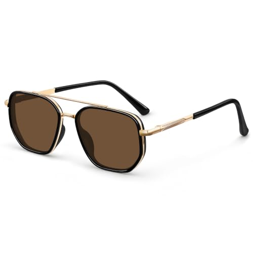 Image of Eiuizah Tangle Free Polarized Square Aviator Sunglasses for Women UV400 | Polarized Aviator Sunglasses Womens with UV Protection Lenses Lightweight Comfort Glare Reduction for Driving Beach Travel