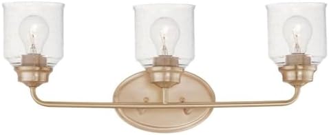 Maxim Acadia-Bath Vanity Light-Bell Shaped Glass Shades-10.5 inches high-Heritage Finish-3 Bulb Count