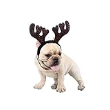 Dog Elk Headband Christmas Reindeer Costume Puppy Dress Up Accessories for Xmas Theme Party, Adjustable