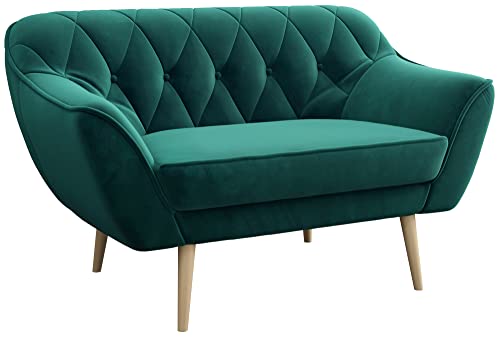 MKS MEBLE Sofa Grün - Moderne Sofa Set 3+2+1 - Skandinavische Deko Polstersofa - Pirs Zwei Loungesofas und Sessel - Sechs Personen Dunkelgrün – Bild 6