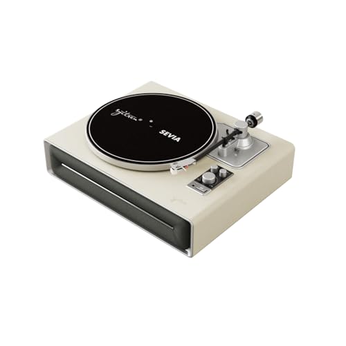 syitren SEVIA Record Player Vintage Turntable for Vinyl Records with Built-in Speakers Bluetooth Retro Phonograph