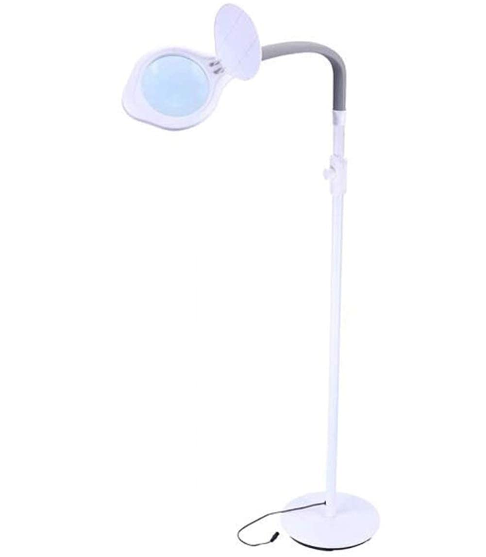 SaryEdge Magnifying LED Floor Lamp,Dimmable Daylight Bright 5X Magnifier Lighted Glass Magnifying Lens with Stand,Height Adjustable Gooseneck Standing Cold Light fo,