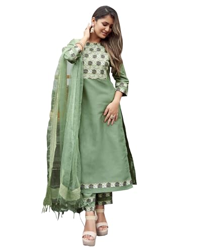 Image of SIRIL Women's Rayon Viscose Printed Straight Kurta Pant with Dupatta Set