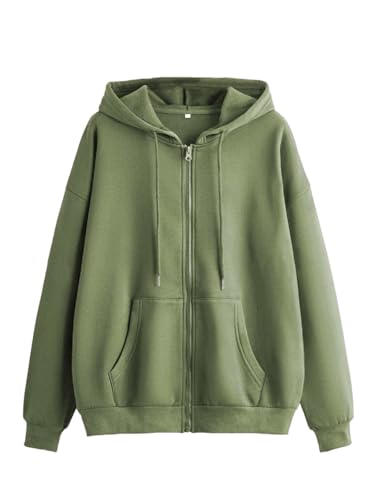 Image of Tagas Unisex Cotton Blend Solid Color Loose Fit Long Sleeve Drawstring and Zip Casual Hoodie| Zip Up Hoodie| Sweatshirt
