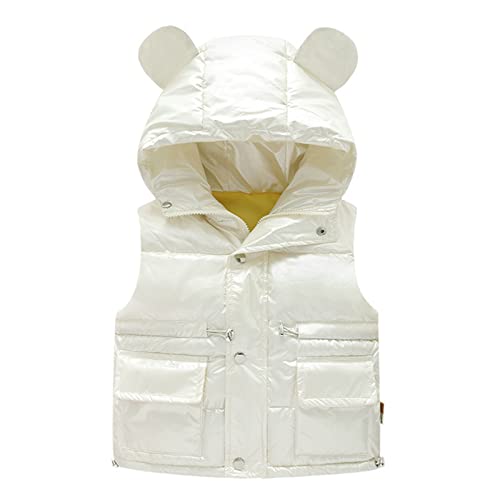 Baby Toddler Girls Boys Waistcoat Fall Winter Clothes Bear Ear Hooded Coat Windproof Warm Light Padded Jacket