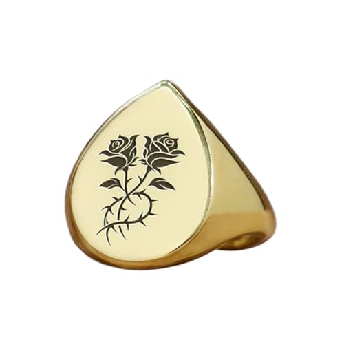 Bague poire rose chevalière vintage argent plaqué or pour style quotidien